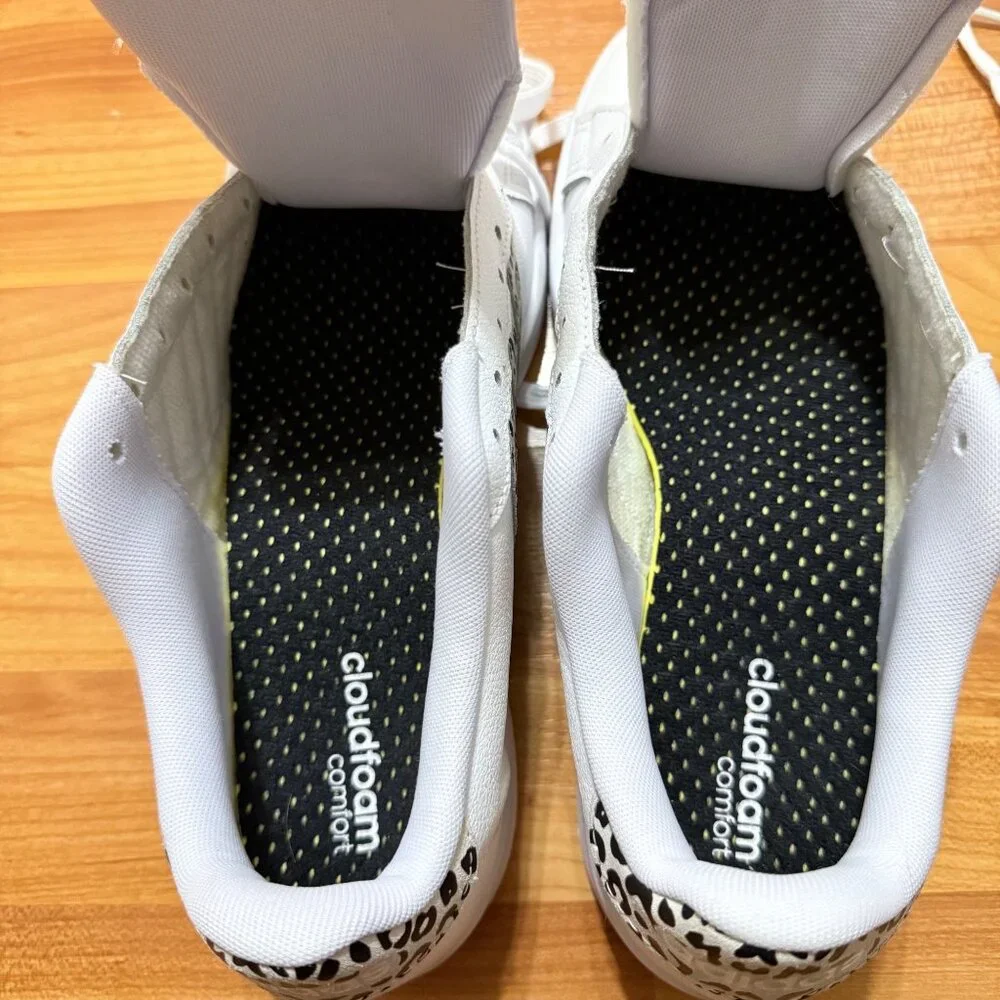 Adidas Womens 9.5 Grand Court White & Leopard Stripe Sneakers Shoes Excellent - Picture 7 of 12